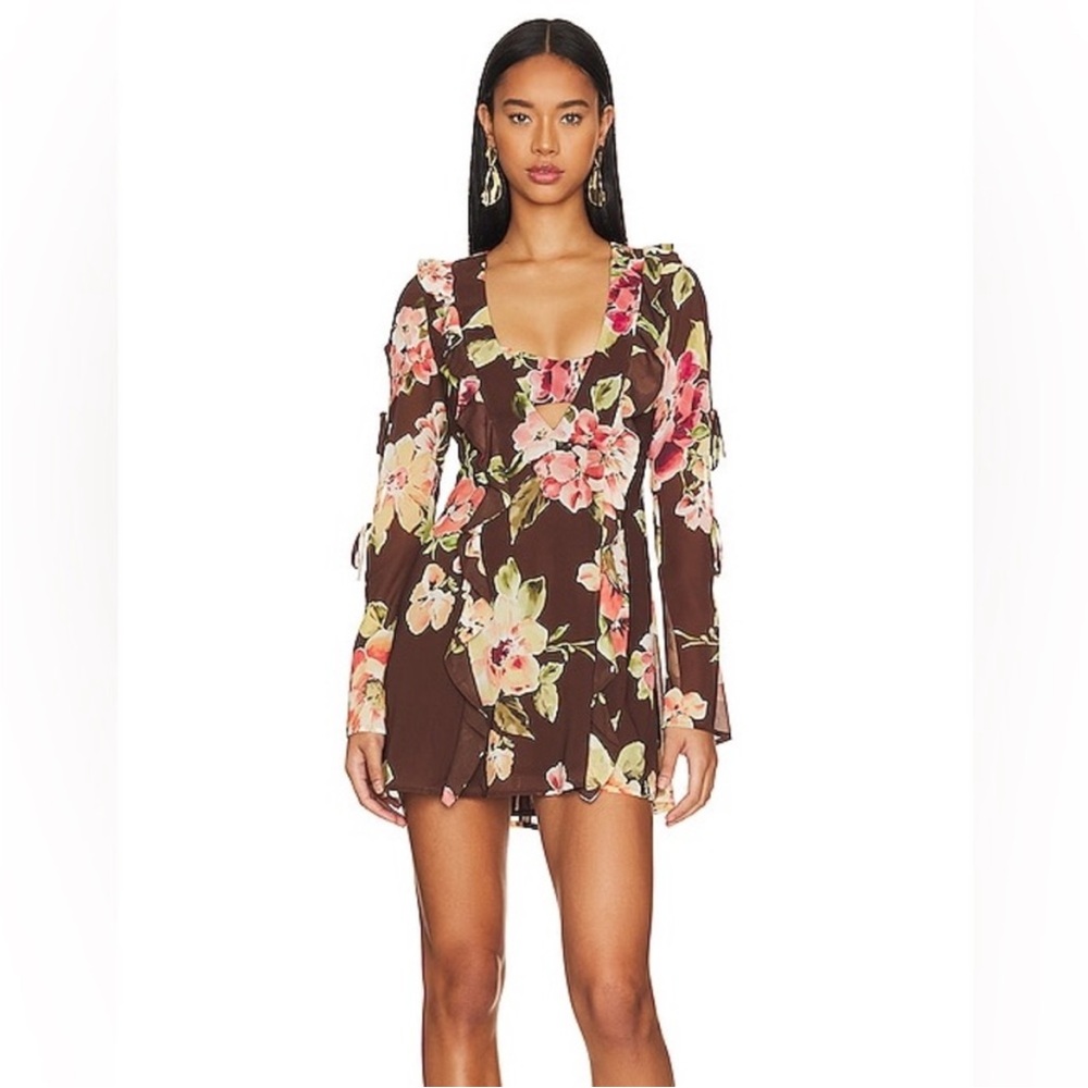 NWT Tularosa Hayes Mini Dress in Brown Saffron Floral Small